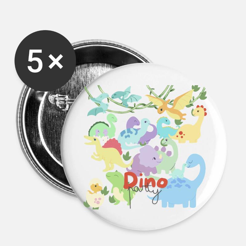 Dino party - Buttons large 2.2''/56 mm (5-pack) - white