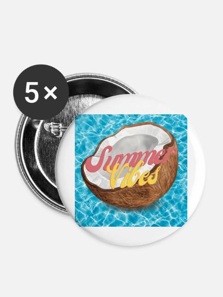 Summer Vibes - Buttons groß 56 mm (5er Pack) - Weiß