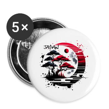 Japon Paysage Lune - Lot de 5 grands badges (56 mm) - blanc - Devant