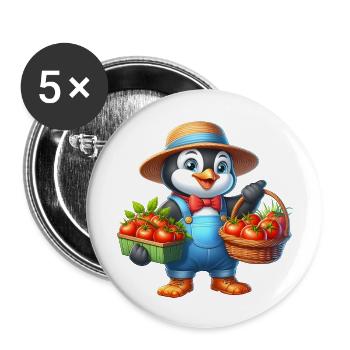 Gardener's penguin Proud harvest helper 🐧🌱 - Buttons large 2.2''/56 mm (5-pack) - white - Front