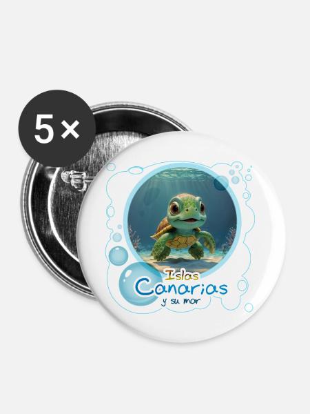 Schildkröte - Buttons groß 56 mm (5er Pack) - Weiß