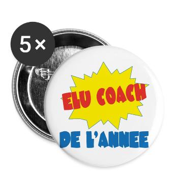 COACH de l'année - Lot de 5 grands badges (56 mm) - blanc - Devant