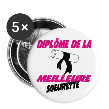 Diploma of the best SISTER - Buttons large 2.2''/56 mm (5-pack) - white - Front