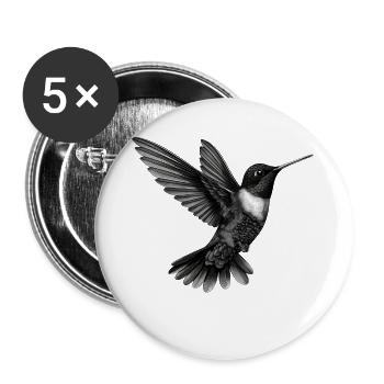 Kolibri | Hummingbird - Buttons groß 56 mm (5er Pack) - Weiß - Vorne