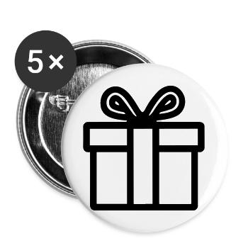 Geschenk-Icon-Box - Buttons groß 56 mm (5er Pack) - Weiß - Vorne