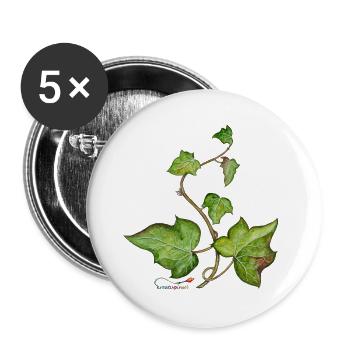 Efeu (Hedera helix) - Buttons groß 56 mm (5er Pack) - Weiß - Vorne