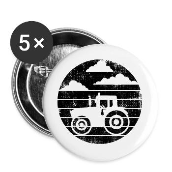 Tractor Sketch - Buttons large 2.2''/56 mm (5-pack) - white - Front