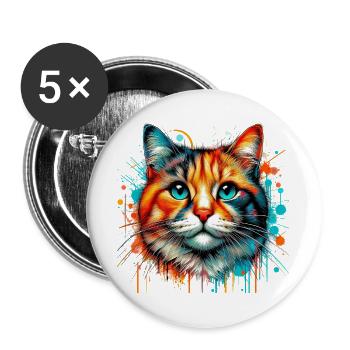 Cat - Buttons large 2.2''/56 mm (5-pack) - white - Front