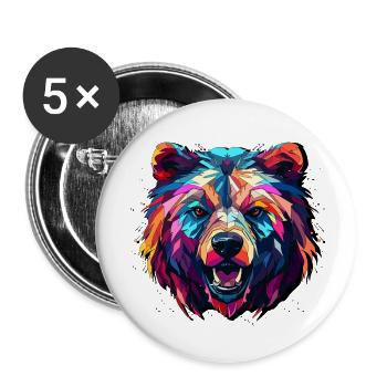 Abstract Bear Design - Bear Print - Buttons large 2.2''/56 mm (5-pack) - white - Front