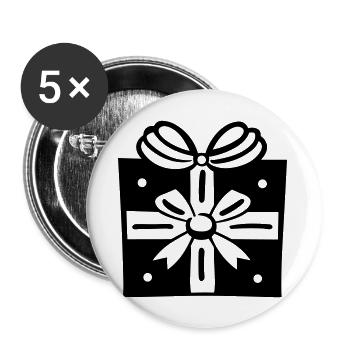 Petite boite cadeau - Lot de 5 grands badges (56 mm) - blanc - Devant