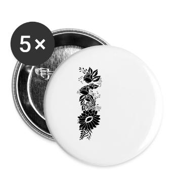 Buchstabe k Blumen schwarz und weiß - Buttons groß 56 mm (5er Pack) - Weiß - Vorne