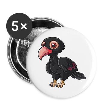 Bezaubernder Truthahngeier Charakter - Buttons groß 56 mm (5er Pack) - Weiß - Vorne