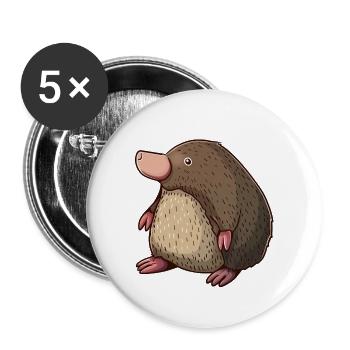 Entzückender Maulwurf in Verspielter Pose - Buttons groß 56 mm (5er Pack) - Weiß - Vorne