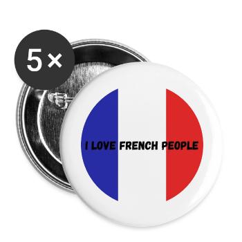 j'aime les français - Lot de 5 grands badges (56 mm) - blanc - Devant