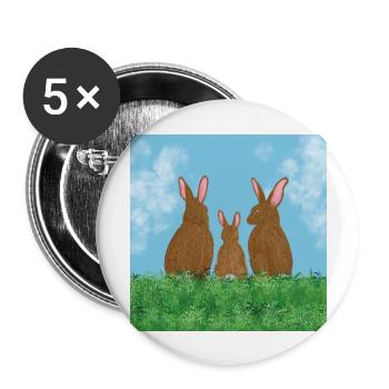 Famille de lapins - Lot de 5 grands badges (56 mm) - blanc - Devant