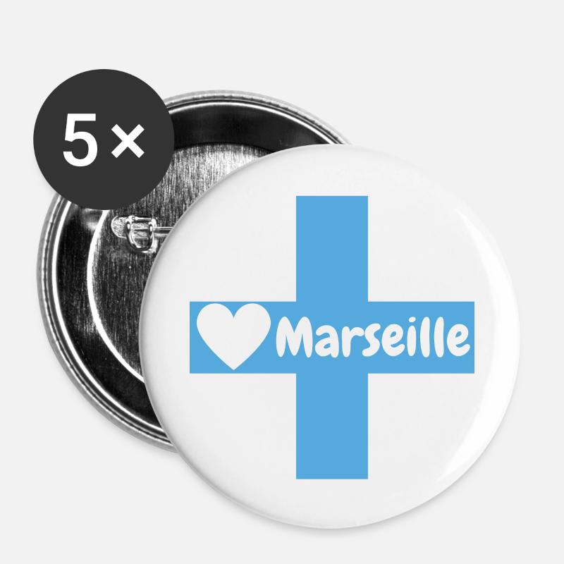Marseille - Buttons large 2.2''/56 mm (5-pack) - white