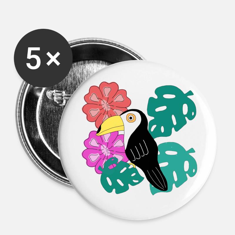 Toucan LOVE - Buttons large 2.2''/56 mm (5-pack) - white