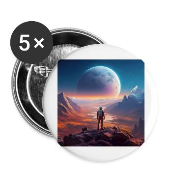 Pluto und sein aufgehender Mond Charon - Buttons groß 56 mm (5er Pack) - Weiß - Vorne