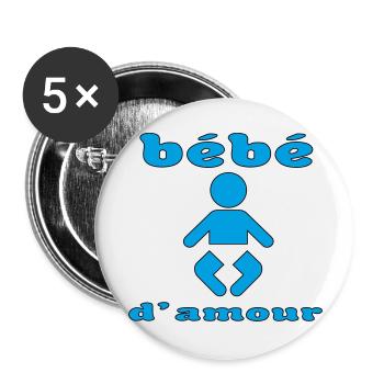 Bébé d'amour - Lot de 5 grands badges (56 mm) - blanc - Devant