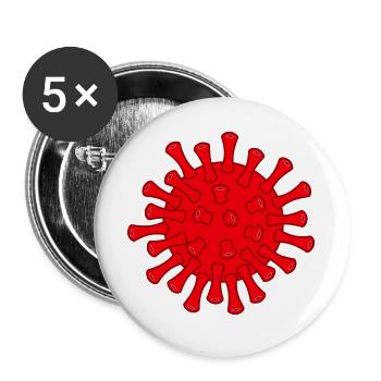 Illustration des roten Covid-Moleküls - Buttons groß 56 mm (5er Pack) - Weiß - Vorne