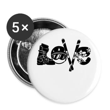 Sports d’hiver Dicton hockey sur glace skieurs neige - Lot de 5 grands badges (56 mm) - blanc - Devant