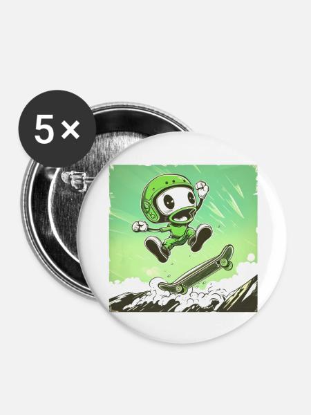 Skully Pete - Buttons groß 56 mm (5er Pack) - Weiß