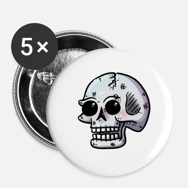 skull - Buttons large 2.2''/56 mm (5-pack) - white