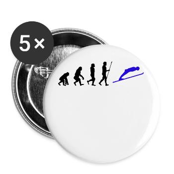 Wintersport Schifahren Skifahrer Evolution Schnee - Buttons groß 56 mm (5er Pack) - Weiß - Vorne