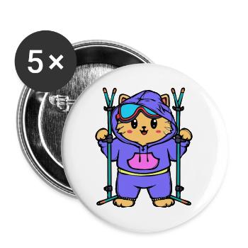 Winter sports Skiing Winter holidays Ice hockey - Buttons large 2.2''/56 mm (5-pack) - white - Front