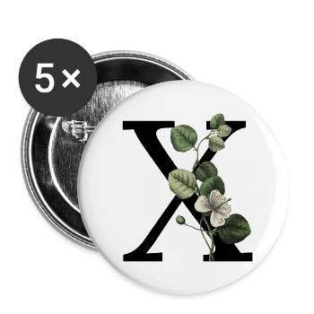 Letter X Green Botany - Buttons large 2.2''/56 mm (5-pack) - white - Front
