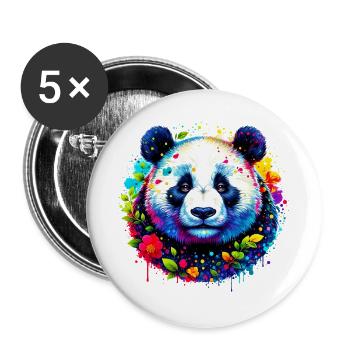 Panda - Buttons groß 56 mm (5er Pack) - Weiß - Vorne