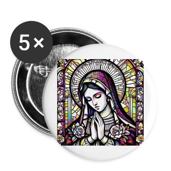 Jungfrau Maria Jesus Bibel Christliche Religion Madona - Buttons groß 56 mm (5er Pack) - Weiß - Vorne