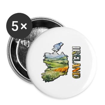 Watercolor Map Ireland - Buttons large 2.2''/56 mm (5-pack) - white - Front