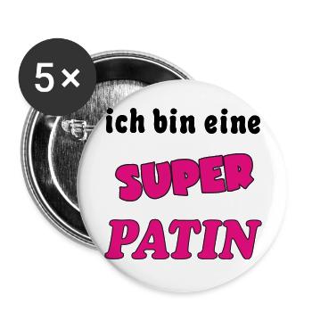 Ich bin eine Super PATIN MARRAINE - Lot de 5 grands badges (56 mm) - blanc - Devant