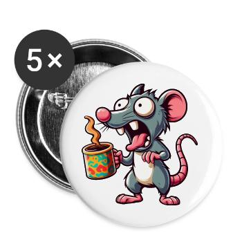 Mouse Rat Coffee Coffee Drinker Coffee Lover - Buttons large 2.2''/56 mm (5-pack) - white - Front