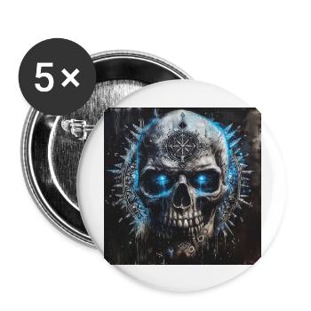 Viking Skull Vikings Skull Valhalla Vegvisir - Buttons large 2.2''/56 mm (5-pack) - white - Front