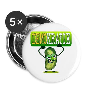 Demokratie Demo - Gewürzgurken - Buttons groß 56 mm (5er Pack) - Weiß - Vorne