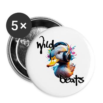 Casque / Audio / Musique / Son / Cool - Lot de 5 grands badges (56 mm) - blanc - Devant