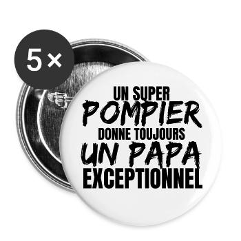 SUPER DAD FEUERWEHRMANN - Buttons groß 56 mm (5er Pack) - Weiß - Vorne