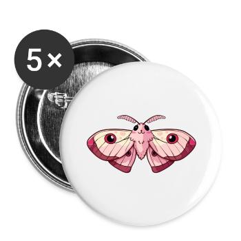 Adorable Pink Kawaii Moth - Buttons large 2.2''/56 mm (5-pack) - white - Front
