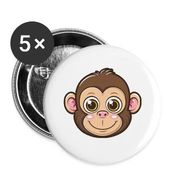 Cute Monkey Big Eyes Smile - Buttons large 2.2''/56 mm (5-pack) - white - Front