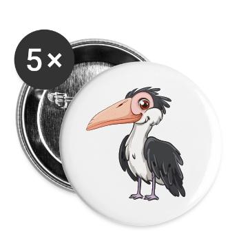 Illustration of a funny bird - Buttons large 2.2''/56 mm (5-pack) - white - Front