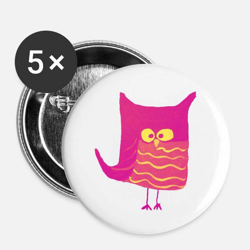 Eulalia Pink Yellow - Buttons large 2.2''/56 mm (5-pack) - white
