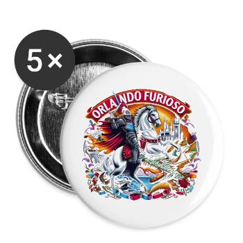 Knight Orlando Furioso - Buttons large 2.2''/56 mm (5-pack) - white - Front