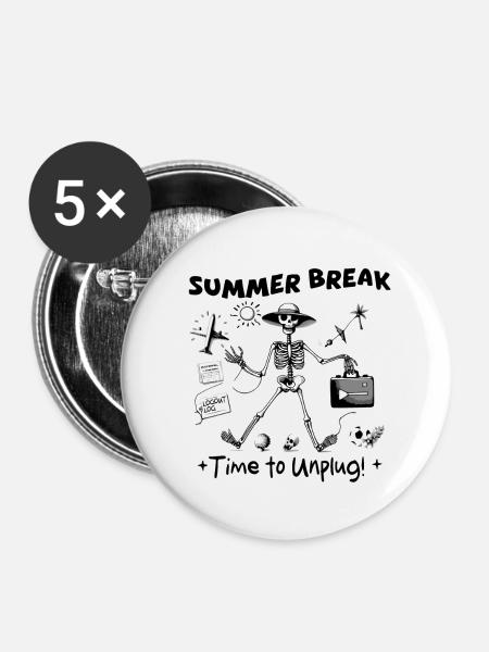 Sommerurlaub, Destination Disconnect! - Buttons groß 56 mm (5er Pack) - Weiß