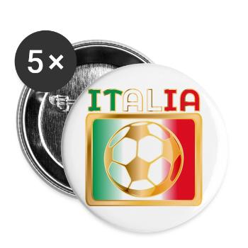 ITALIEN FUSSBALL - Buttons groß 56 mm (5er Pack) - Weiß - Vorne