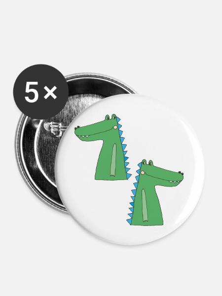 kroko zu zweit - Buttons groß 56 mm (5er Pack) - Weiß