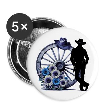 Cowboy Lustiger Cowboyhut Wild Western Rodeo Texas - Buttons groß 56 mm (5er Pack) - Weiß - Vorne