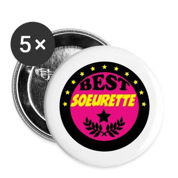 BEST SOEURETTE - Lot de 5 grands badges (56 mm) - blanc - Devant