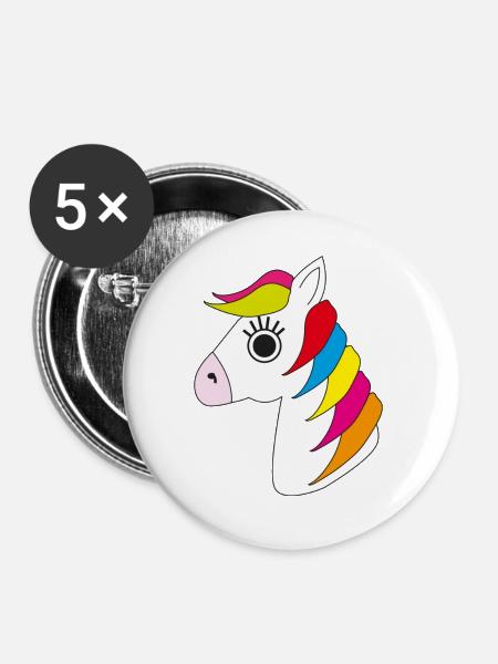 pferd - Buttons groß 56 mm (5er Pack) - Weiß